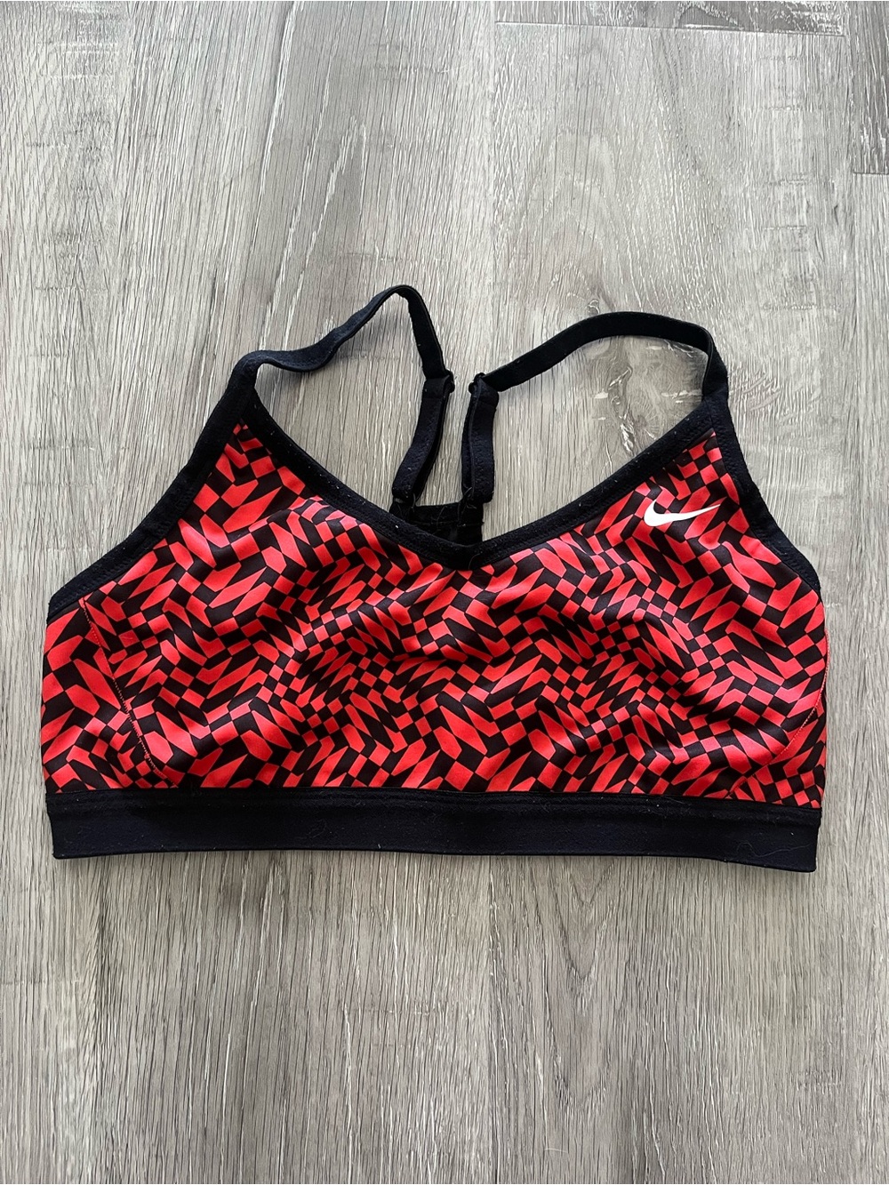 Nike Red & Black Print Sports Bra